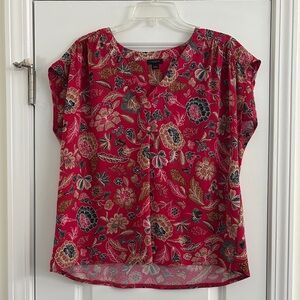 Ann Taylor Factory Pink Boxy Cap Sleeve Blouse